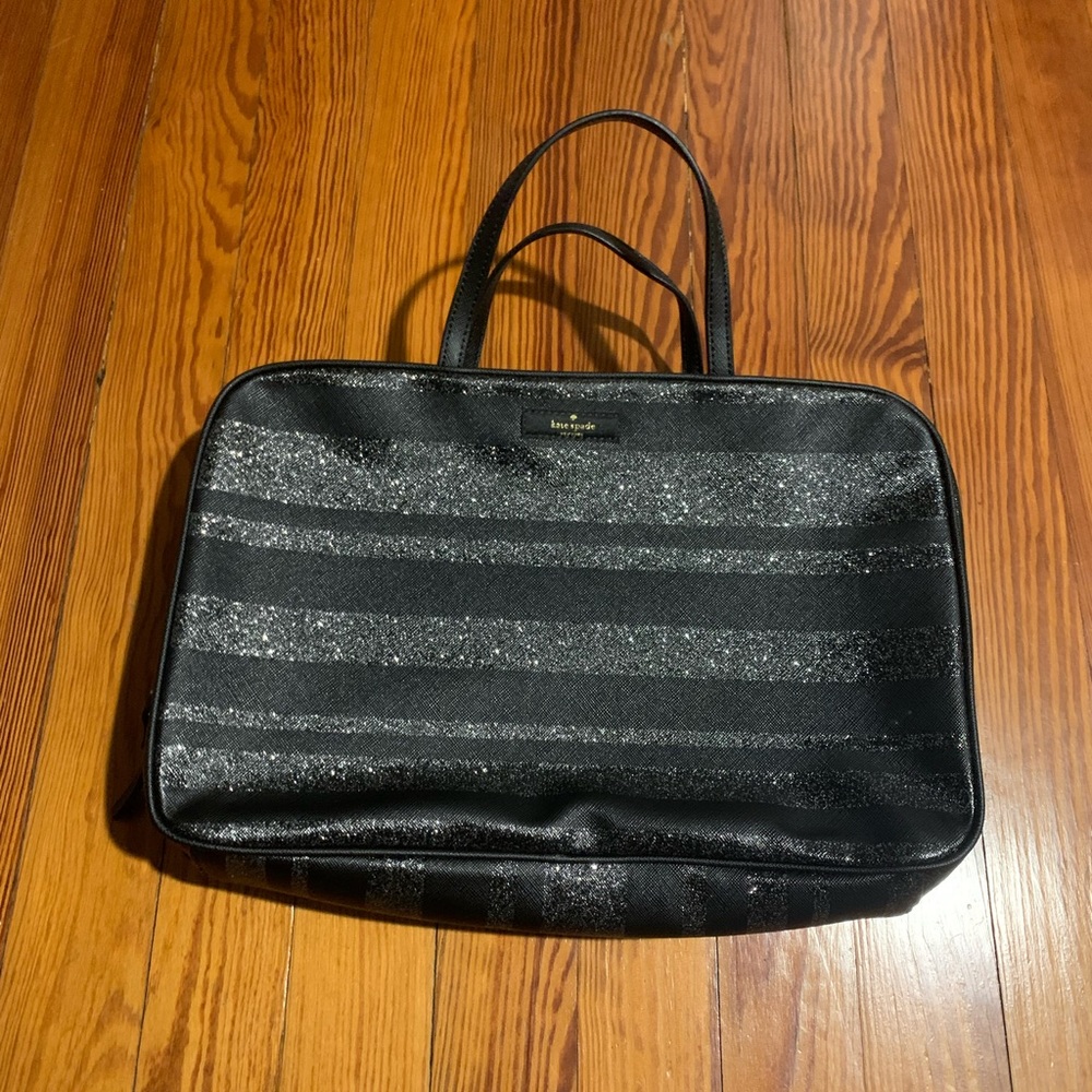 Kate Spade Black Striped Travel Toiletries Case